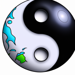A globe with a yin-yang symbol in the center.