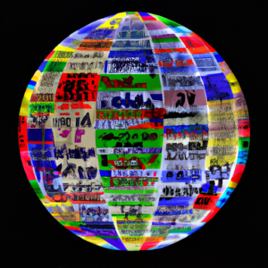 A globe, with colorful accents of different languages swirling around it.