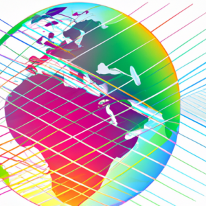 An image of a globe with colorful lines radiating out from it, representing cultural connections.