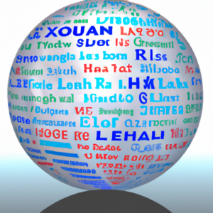 A globe with an overlay of multiple languages.