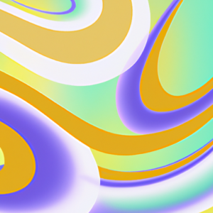 A colorful abstract background with a winding path of blue, yellow, and green shapes.
