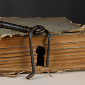 Suggestion: An old, weathered book with a lock and key.